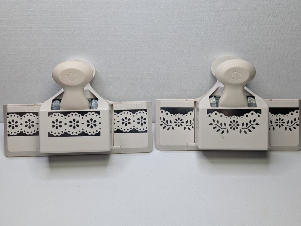 Lot of 2 Martha Stewart Around the Page Border Punches Lace Floral Scrapbooking